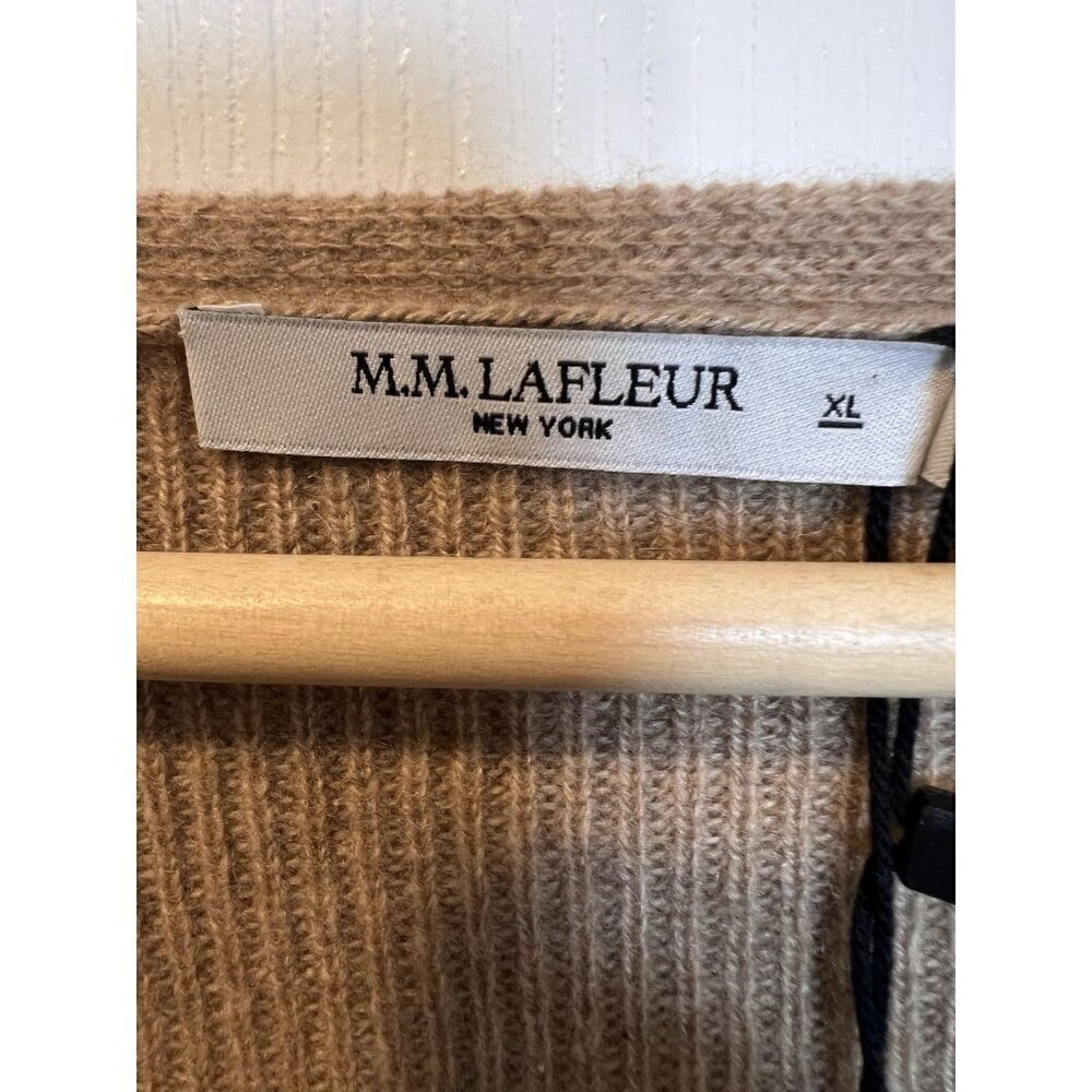 M.M. LaFleur Sophie 100% Cashmere Sweater XL Deep Flax Knit V-Neck Bell Sleeve - Picture 4 of 10